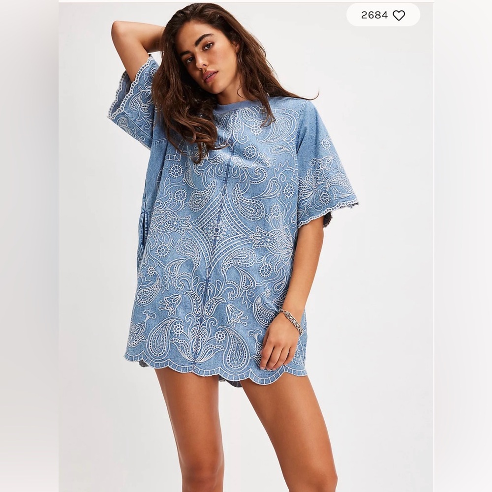 Free People Harlow Embroidered Mini Dress
